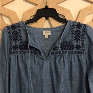 J Crew tall size M denim embroidered shirt